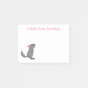 Cute gray chinchilla cartoon illustratie post-it® notes