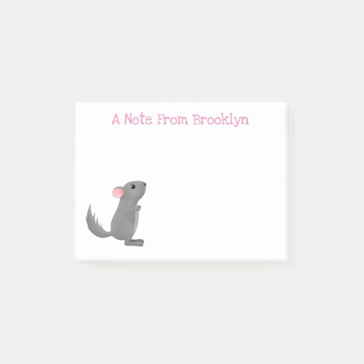 Cute gray chinchilla cartoon illustratie post-it® notes (Voorkant)