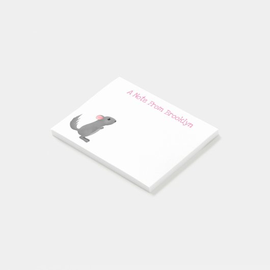 Cute gray chinchilla cartoon illustratie post-it® notes (Schuin)
