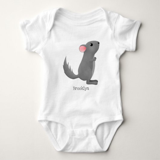 Cute gray chinchilla cartoon illustratie romper (Voorkant)