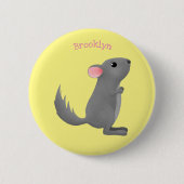 Cute gray chinchilla cartoon illustratie ronde button 5,7 cm (Voorkant)