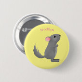 Cute gray chinchilla cartoon illustratie ronde button 5,7 cm (Voorkant /achterkant)