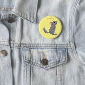 Cute gray chinchilla cartoon illustratie ronde button 5,7 cm (In situ)