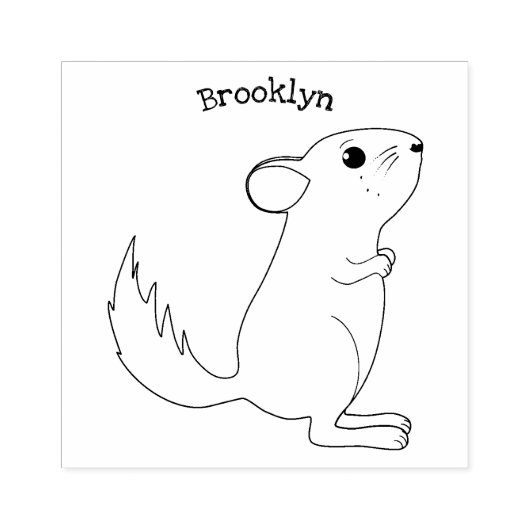 Cute gray chinchilla cartoon illustratie rubberstempel (Afrduk)