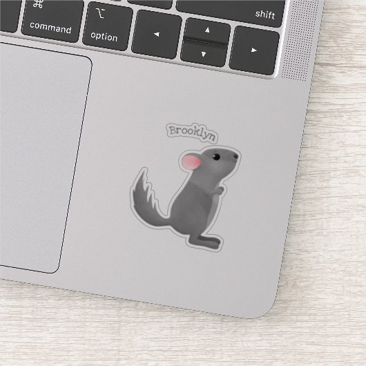 Cute gray chinchilla cartoon illustratie sticker (Detail)