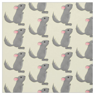 Cute gray chinchilla cartoon illustratie stof