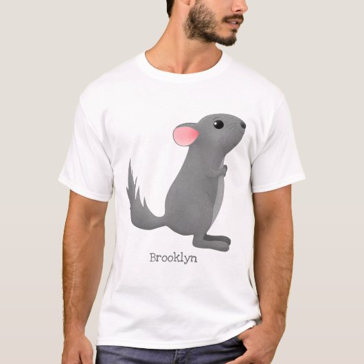 Cute gray chinchilla cartoon illustratie t-shirt (Voorkant)