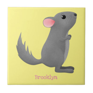 Cute gray chinchilla cartoon illustratie tegeltje