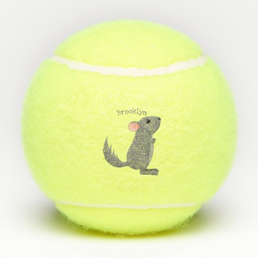 Cute gray chinchilla cartoon illustratie tennisballen (Achterkant)