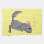 Cute gray chinchilla cartoon illustratie theedoek (Horizontaal)