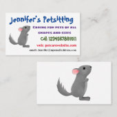 Cute gray chinchilla cartoon illustratie visitekaartje (Voorkant / Achterkant)