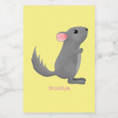 Cute gray chinchilla cartoon illustratie voedselcontainer etiket (Enkel label)