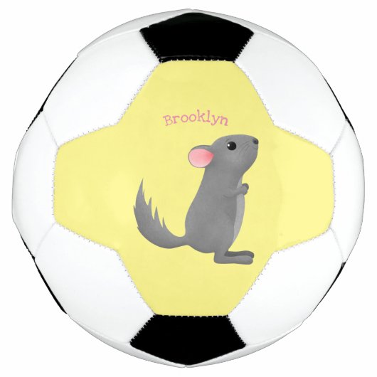 Cute gray chinchilla cartoon illustratie voetbal (Voorkant)