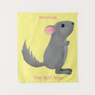 Cute gray chinchilla cartoon illustratie wandkleed