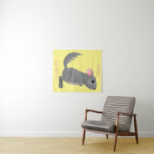 Cute gray chinchilla cartoon illustratie wandkleed (In Situ (horizontaal))