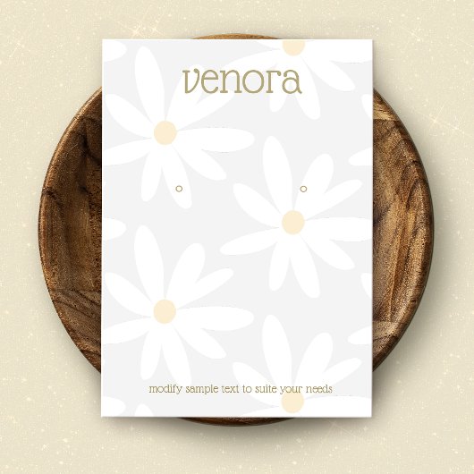 Cute Gray Daisy Floral Earring Display Card Visitekaartje