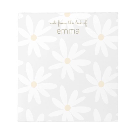 Cute Gray Daisy Floral Notitieblok (Voorkant)