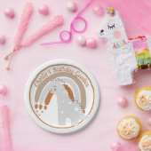 Cute gray dinosaur Birthday party aangepast Papieren Bordje (Feest)