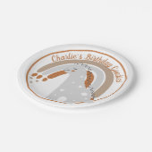 Cute gray dinosaur Birthday party aangepast Papieren Bordje (Gekanteld)