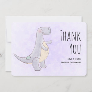 Cute Gray Dinosaur Speelgoed Waterverf Bedankkaart