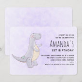 Cute Gray Dinosaur Speelgoed Waterverf Birthday Kaart (Voorkant / Achterkant)