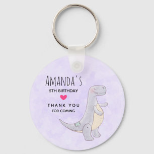 Cute Gray Dinosaur Speelgoed Waterverf Birthday Sleutelhanger