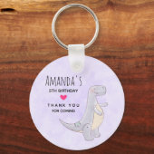 Cute Gray Dinosaur Speelgoed Waterverf Birthday Sleutelhanger (Voorkant)