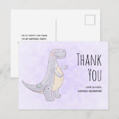 Cute Gray Dinosaur Speelgoed Waterverf Dank u Briefkaart (Voorkant / Achterkant)