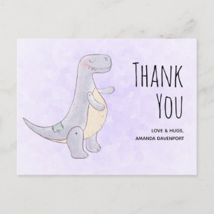 Cute Gray Dinosaur Speelgoed Waterverf Dank u Briefkaart