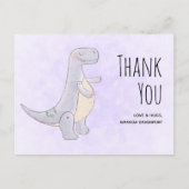 Cute Gray Dinosaur Speelgoed Waterverf Dank u Briefkaart (Voorkant)