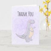 Cute Gray Dinosaur Speelgoed Waterverf Kaart (Gele Bloem)