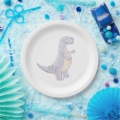 Cute Gray Dinosaur Speelgoed Waterverf Papieren Bordje (Feest)