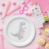 Cute Gray Dinosaur Speelgoed Waterverf Papieren Bordje (Feest)