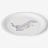 Cute Gray Dinosaur Speelgoed Waterverf Papieren Bordje (Gekanteld)