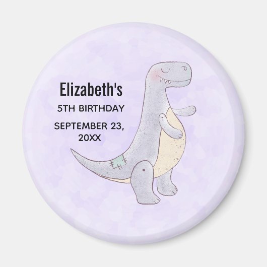Cute Gray Dinosaur Speelgoed Waterverf Party Magneet (Voorkant)