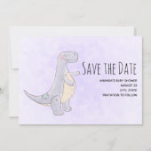 Cute Gray Dinosaur Speelgoed Waterverf Save The Date (Voorkant)