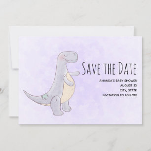 Cute Gray Dinosaur Speelgoed Waterverf Save The Date