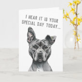 Cute Gray Dog Funny Happy Birthday Kaart (Gele Bloem)