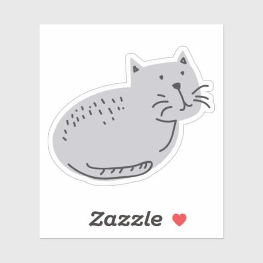 Cute Gray Doodle Cat Sticker (Vel)