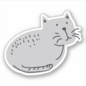 Cute Gray Doodle Cat Sticker (Voorkant)