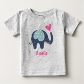 Cute Gray Elephant and Pink Heart Personalized (Voorkant)
