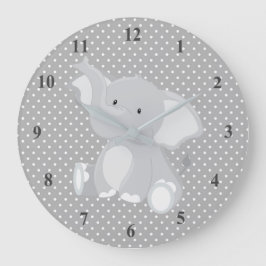 Cute Gray Elephant Polka Dots Nursery Grote Klok