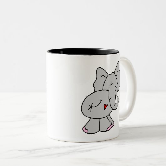Cute Gray Elephant Tweekleurige Koffiemok (Voorkant rechts)