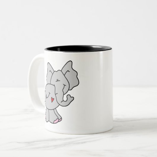 Cute Gray Elephant Tweekleurige Koffiemok (Voorkant links)