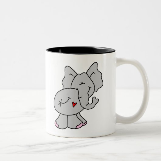 Cute Gray Elephant Tweekleurige Koffiemok (Rechts)