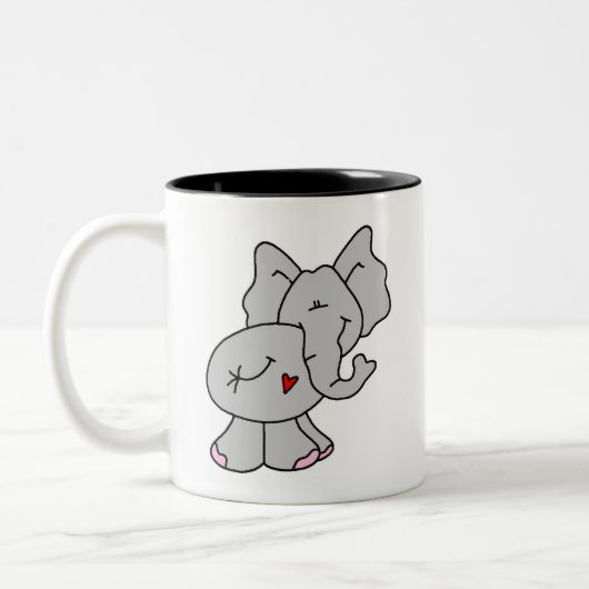 Cute Gray Elephant Tweekleurige Koffiemok (Links)