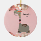 Cute Gray Giraffe Kerstversiering Keramisch Ornament (Voorkant)