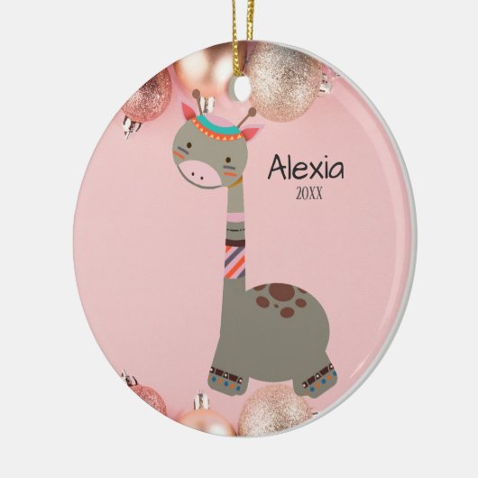 Cute Gray Giraffe Kerstversiering Keramisch Ornament (Links)
