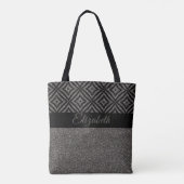 Cute Gray Glitter Black Pattern Pesonalized Tote Bag (Achterkant)