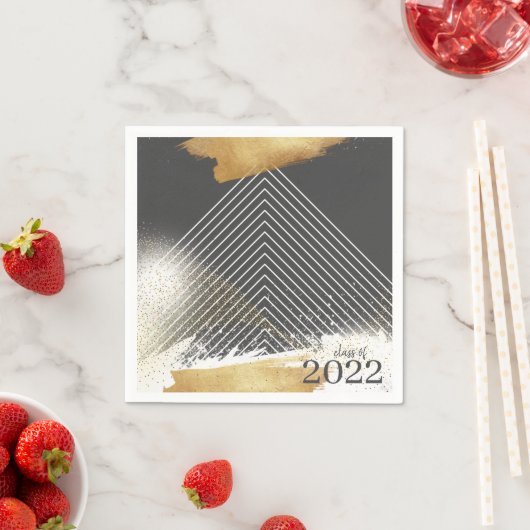 Cute Gray & Gold Framed Graduation Party Napkins Servet (Insitu)
